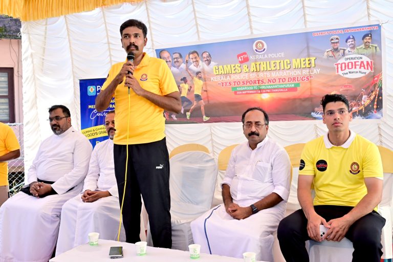 കേരള പോലീസ് സ്പോ‍‌ർട്സ്  മാരത്തോണുമായി ബന്ധപ്പെട്ട്  വിപുലമായ സ്വീകരണവും പരിപാടികളും സംഘടിപ്പിച്ചു